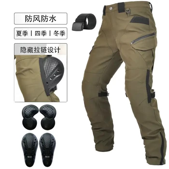 Pantalon de moto toutes saisons, imperméable, coupe-vent, Double couche, respirant, taille haute, pa