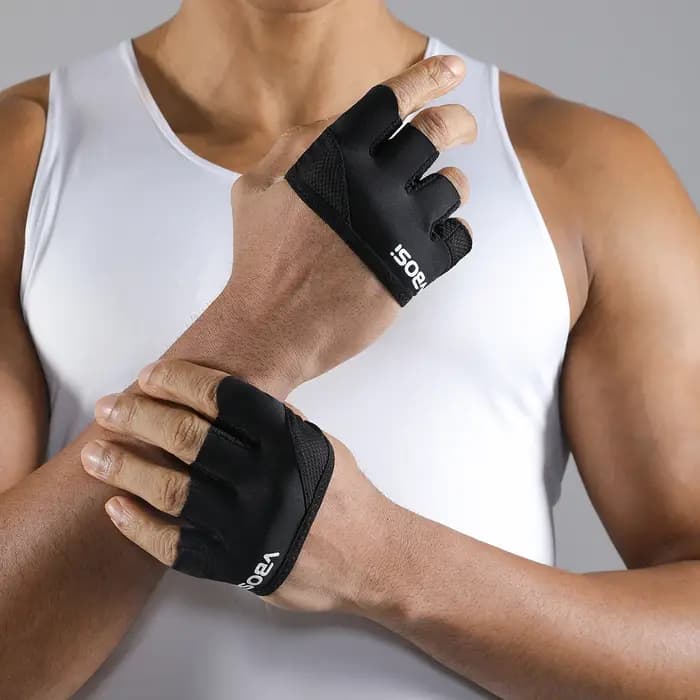 VBOSI 1 paire de gants d'entraînement légers à quatre doigts – Adhérence antidérapante pour le fitness