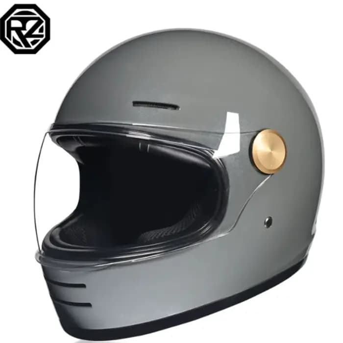 Casques de moto intégraux en cuir rétro avec lentille transparente