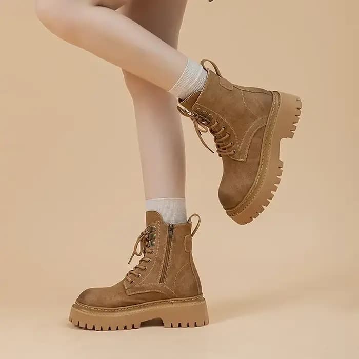 Bottes De moto en cuir véritable pour femmes bottes courtes couture rétro femmes Botas Femininas De Couro Legitmos