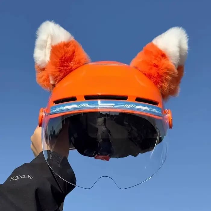 Casque de Moto Orange oreille décorations animaux oreilles de chat accessoires pour Ski Scooter élec