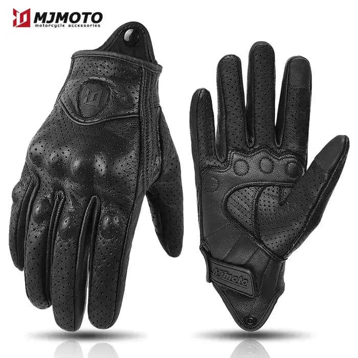 Avec CE approuvé été rétro en cuir perforé gants de Moto hommes femmes doigt complet Motocross Dirt