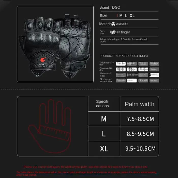 Gants de Moto d'été sans doigts