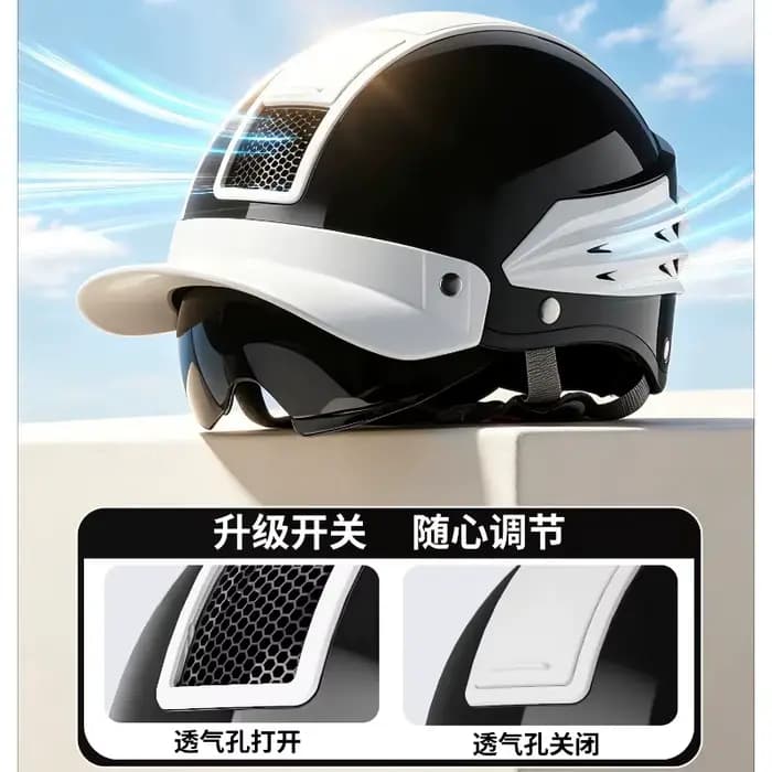 Casque de moto vintage demi-coque respirant pour l'été