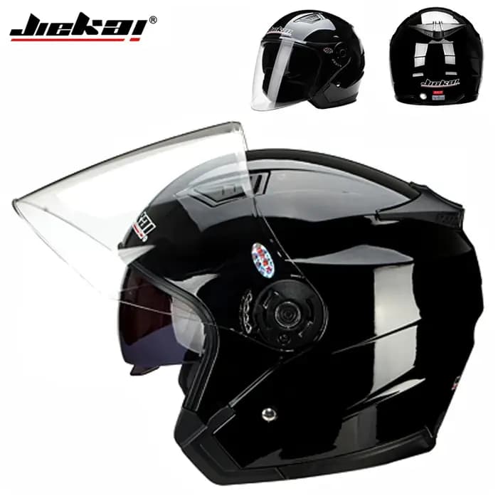 JIEKAI casque Scooter moto électrique moteur Van hommes femmes Vintage Double visière casques adapté aux quatre saisons M-XL #