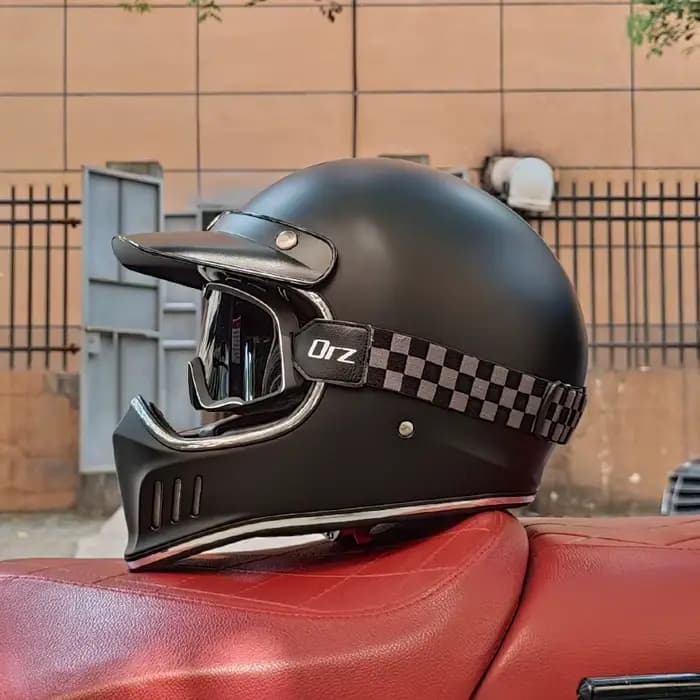 Casque de moto intégral vintage, casque de moto rétro Chopper, ent.com