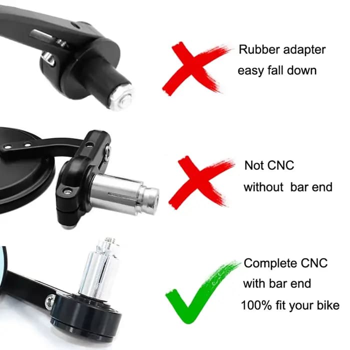 Rétroviseur d'extrémité de barre de moto en aluminium CNC