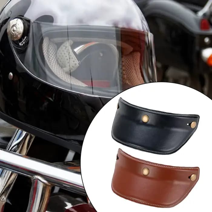 Visière de casque de moto en cuir PU légère à trois boutons
