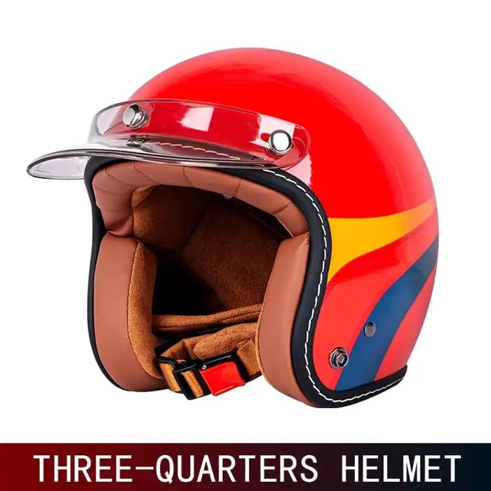 Chaud casque rétro trois quarts pour hommes et femmes moto hiver