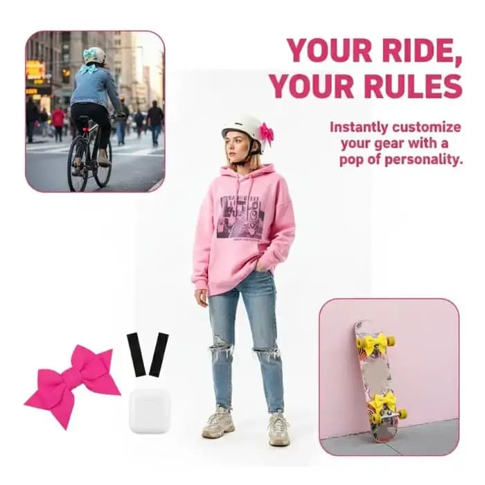 Décoration de casque en forme de nœud pour casques de moto et de patinage, nœuds mignons faits à la main, conception durable et flexible pour équipement de sécurité sportive