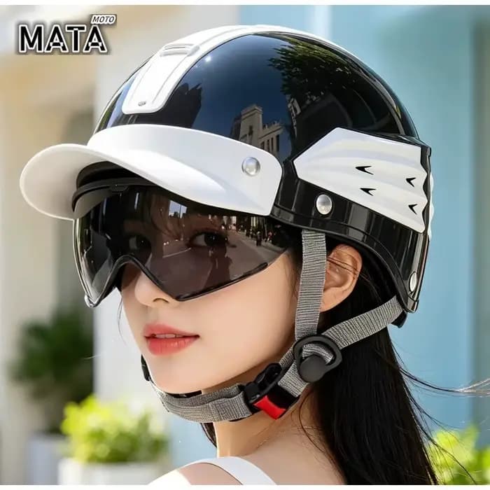 Casque de moto vintage demi-coque respirant pour l'été