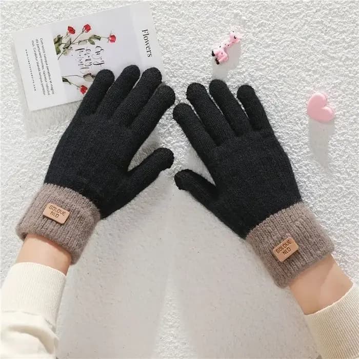 Gants pour femmes en hiver chaud Imitation cachemire écran tactile étudiant mignon avec velours épais tricoté cinq