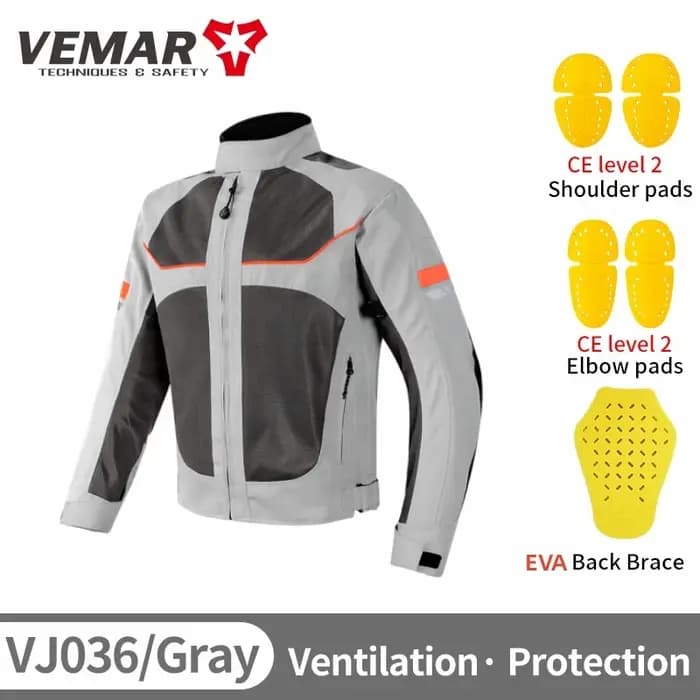 Vemar-Manteau de moto en maille respirante pour homme, veste de moto, équipement de protection oligProtective, vêtements de vélo de course, noir, gris, été, nouveau, CE1, 2