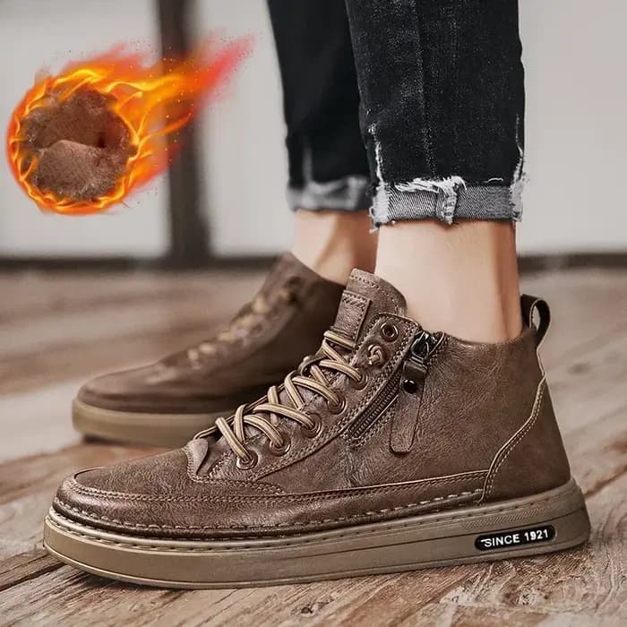 Bottes en cuir avec fermeture éclair pour homme