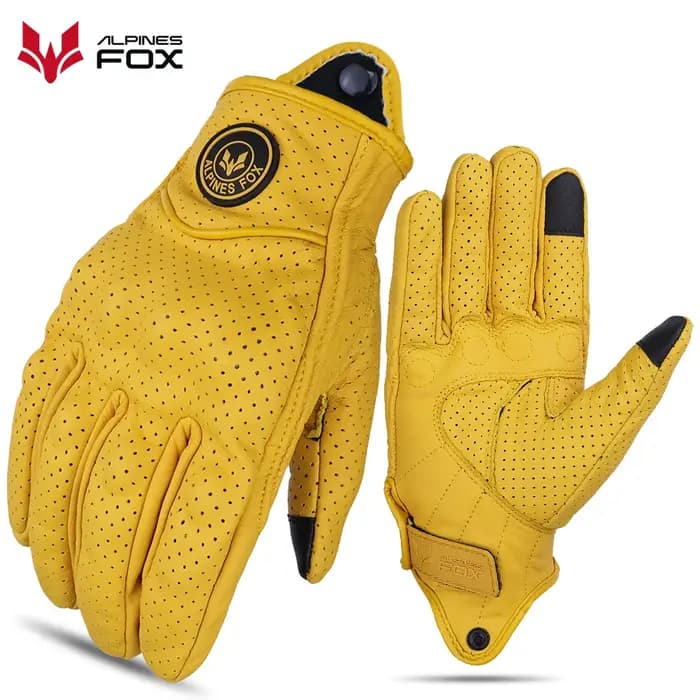 Gants de moto Vintage en cuir véritable