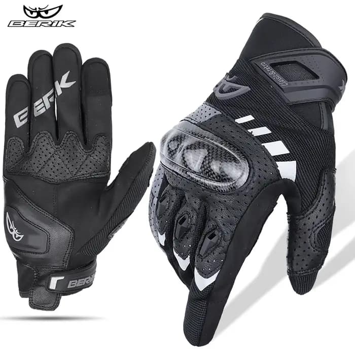 BERIK nouveau Moto doigt complet gants en cuir anti-dérapant été