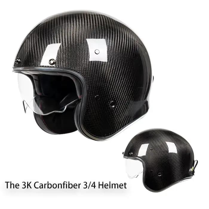 2025 Vintage adultes moto Jet casque visage ouvert 3/4 casque en fibre de carbone course équitation