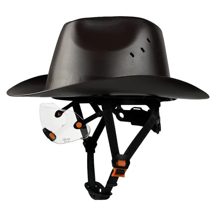 Casque de sécurité ANSI respirant style cowboy avec lunettes intégrées
