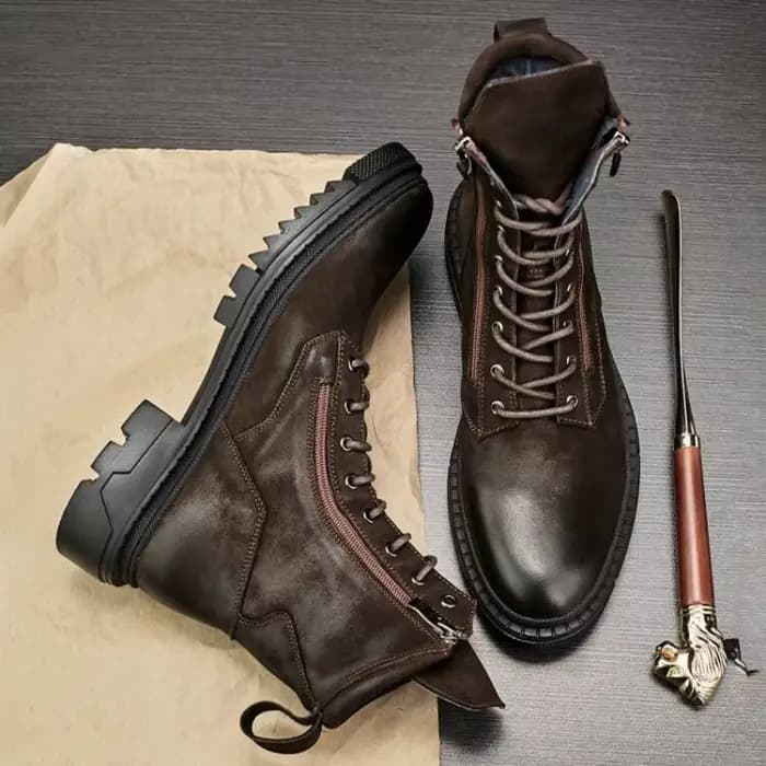 Bottes de moto rétro en cuir