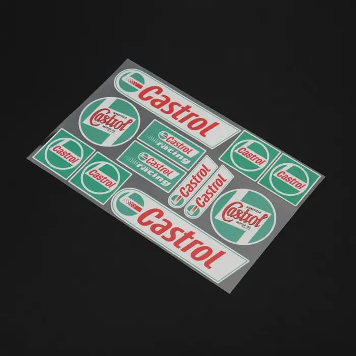 Castrol-Autocollants de moto de sponsor de course de château, décalcomanies de casque de vélo, ensem