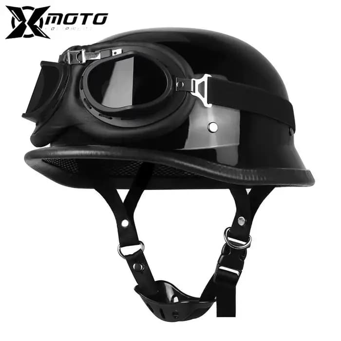 Casque de moto ouvert vintage, demi-casque, visage allemand, casque de sécurité, scooter rétro