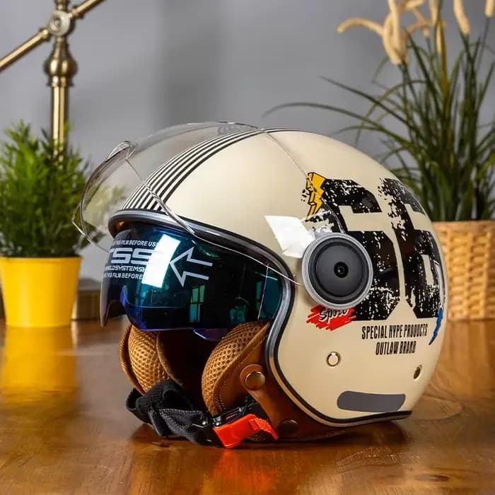 Casque de Moto rétro TT & CO approuvé DOT