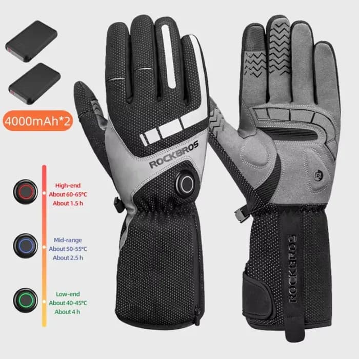 ROCKBROS gants de ski chauffants hommes femmes hiver moto écran tactile étanche Rechargeable 4000mAh batterie gants chauffants