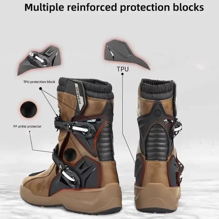 Bottes de Protection de Moto en Cuir TPU pour Homme