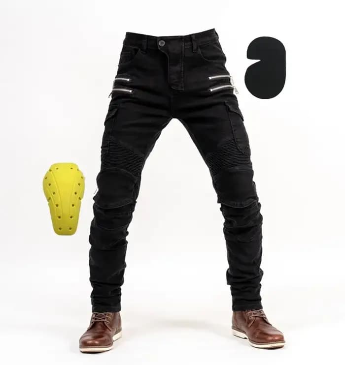 Jeans d'équitation de moto avec équipement de protection