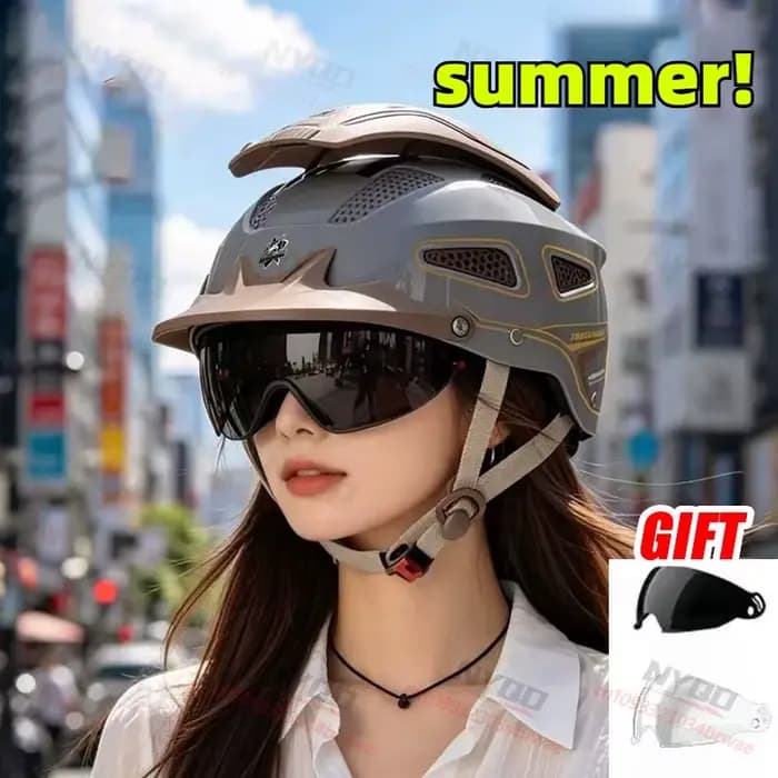 Casque Demi-ouvert Rétro d'Été pour Moto/Vélo Électrique