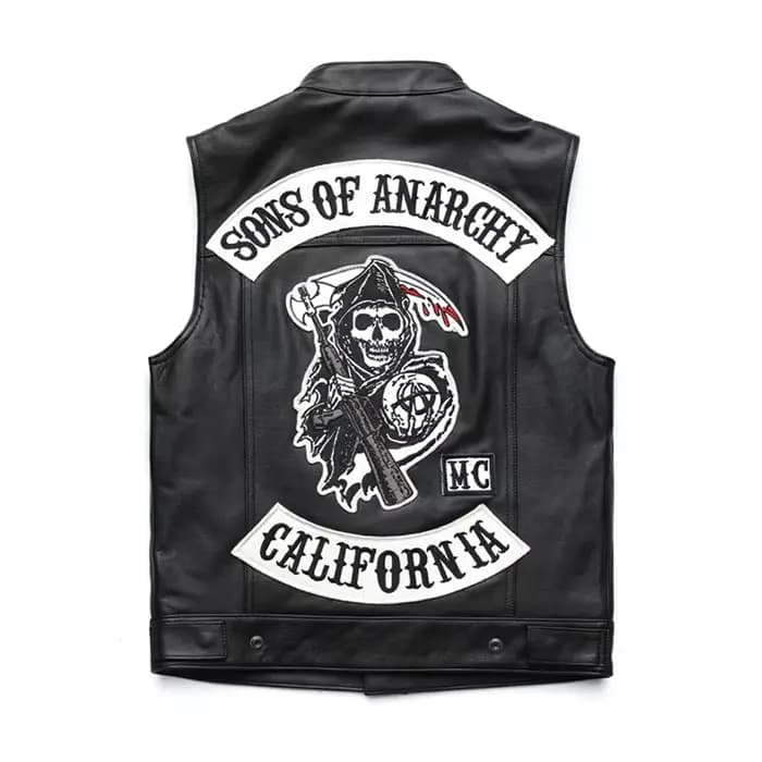 Hommes Moto printemps vestes SOA Punk noir Moto Gilet Sons of Anarchy cuir Moto Veste Gilet