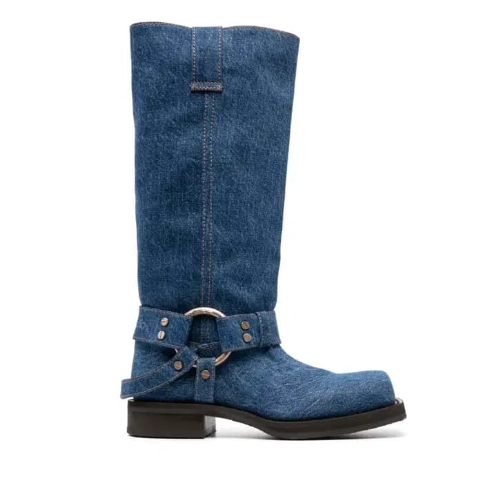 Bottes de moto en jean bleu pour femme