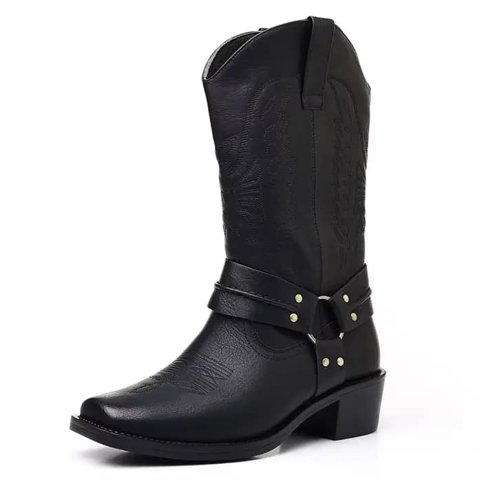 Bottes pour hommes, bottes de cowboy western rétro brodées, bottes de moto tendance pour hommes, bot