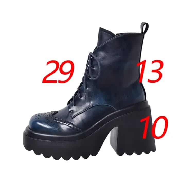 Bottes de Moto à Talons Hauts en Cuir de Vache pour Femme