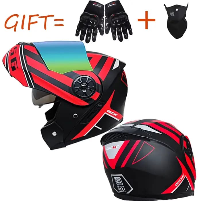 Casque de moto rabattable avec visière solaire intérieure amovible pour hommes
