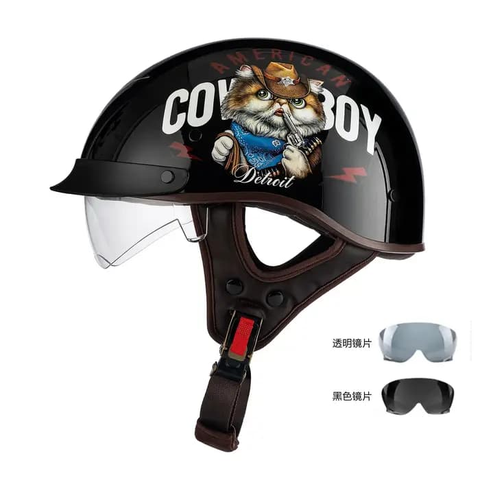 Casque Demi-Coque Rétro pour Hommes et Femmes, Casque de Sécurité pour Moto Électrique, Casque d'Été pour Vélo à Pédales, Style Prince Bowl