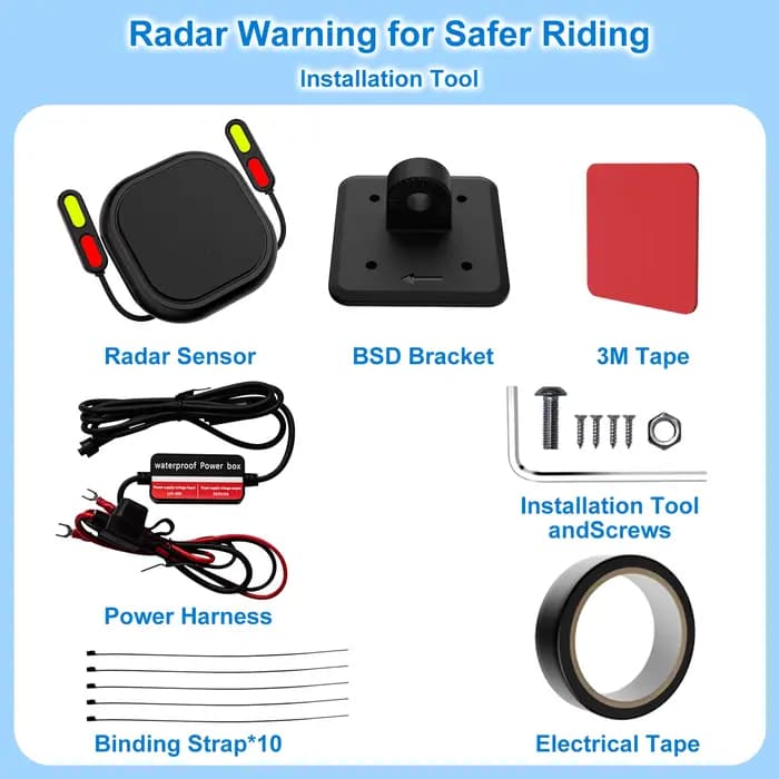 Kit de sécurité pour moto, radar BSD 24 GHz, détecteur d'angle mort et alarme de changement de voie,