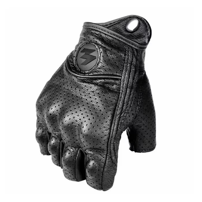 Gants de Moto d'été sans doigts, accessoires en cuir de chèvre, demi-doigt, Motocross Gant Moto Guan