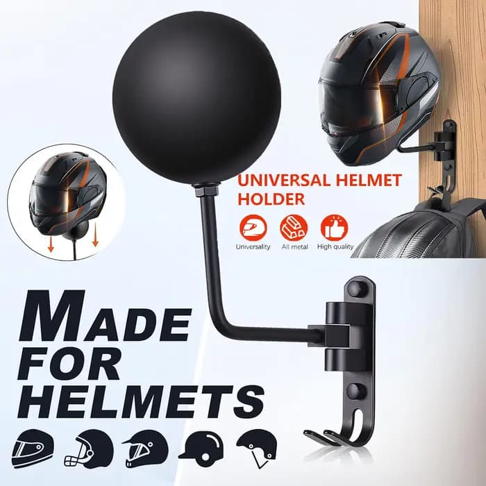 Support mural pour casque de moto 180 °