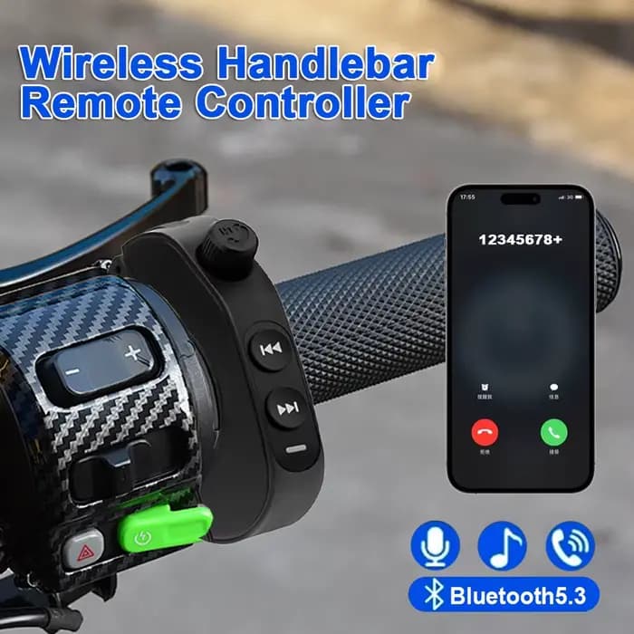 V5.3 télécommande de guidon sans fil casque de moto casque boutons à distance mains libres Kit d'ass